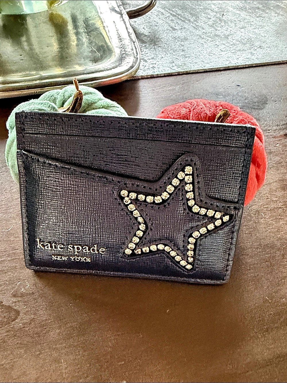 kate spade staci crystal star slim card holder Blue